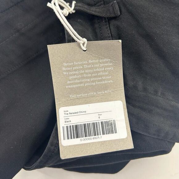 Everlane The Relaxed Chino Pants Black Butter Soft High Rise Barrel Size 6 NWT - Picture 7 of 8